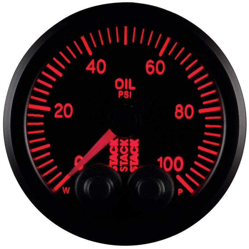 Autometer Stack Instruments Pro Control 52mm 0-100 PSI Oil Pressure Gauge - Black (1/8in NPTF Male)