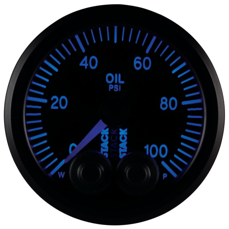 Autometer Stack Instruments Pro Control 52mm 0-100 PSI Oil Pressure Gauge - Black (1/8in NPTF Male)